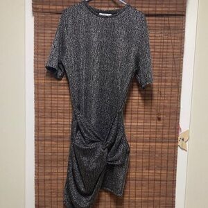 MNG Metallic Black and Gray Asymmetrical Dress
